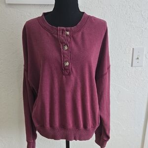 Women's Burgundy Cropped Sweater